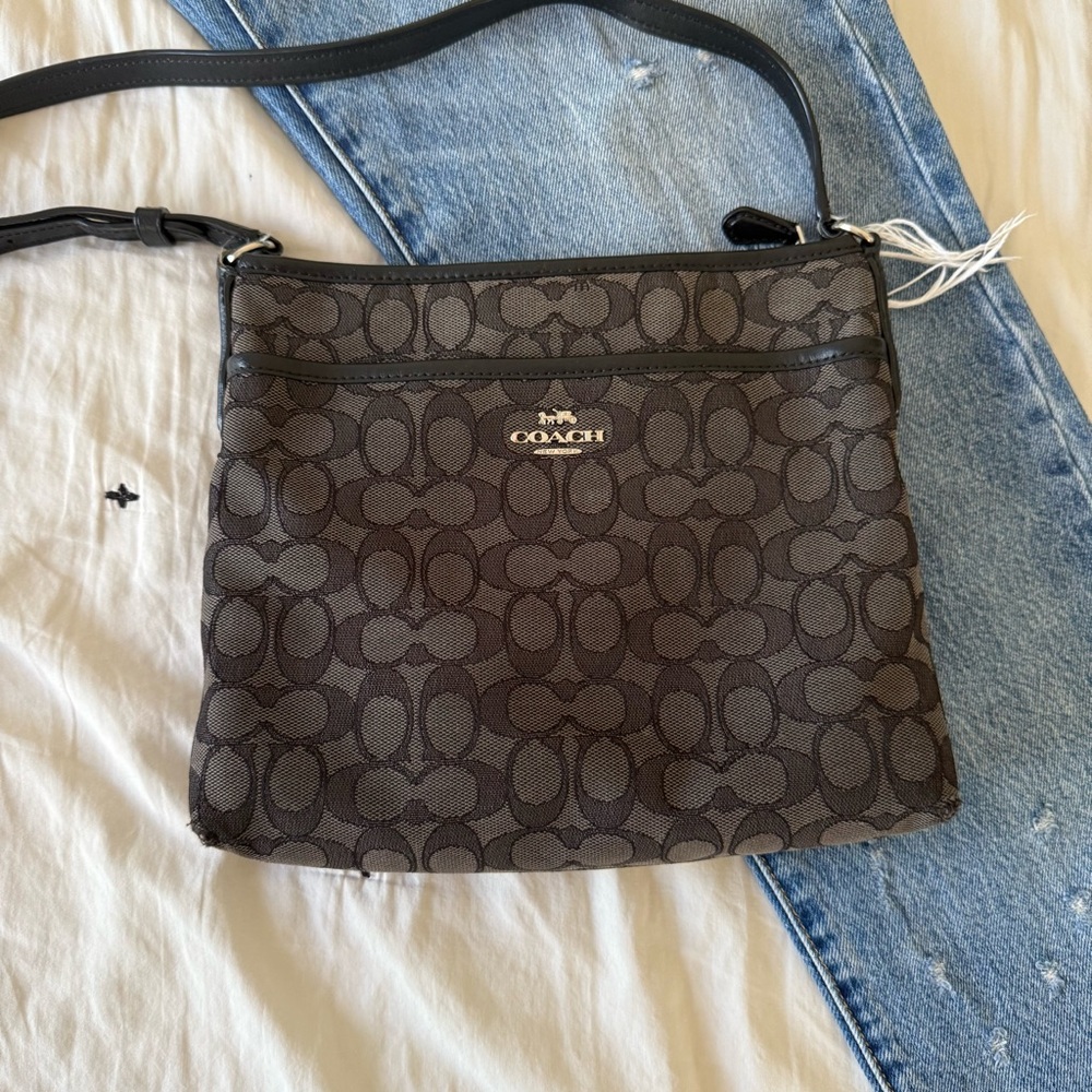Coach‎ Black with Grey Crossbody Bag - Picture 1 of 6